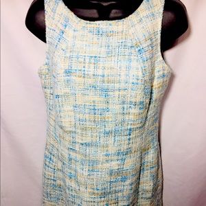 Talbots petite 6 Light Blue wool stitched dress